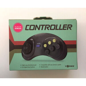 Tomee Controller For Sega Genesis [Black] 6 Button (2015) New Sealed - US Seller
